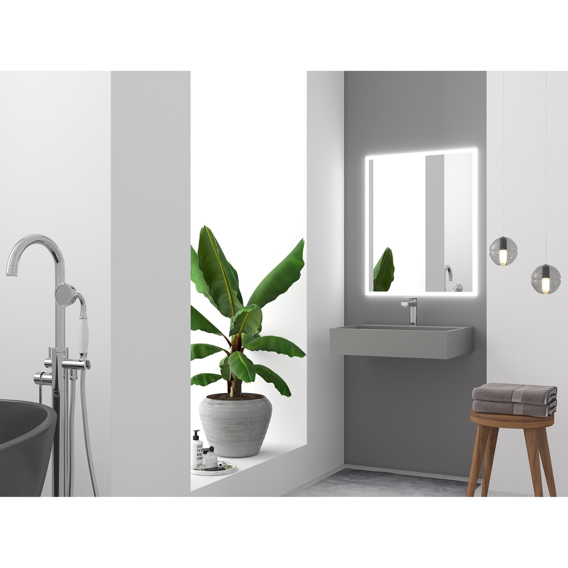 Castello USA Juniper 24" Gray Wall-Mounted Bathroom Sink With Faucet Hole