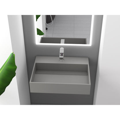 Castello USA Juniper 24" Gray Wall-Mounted Bathroom Sink Without Faucet Hole