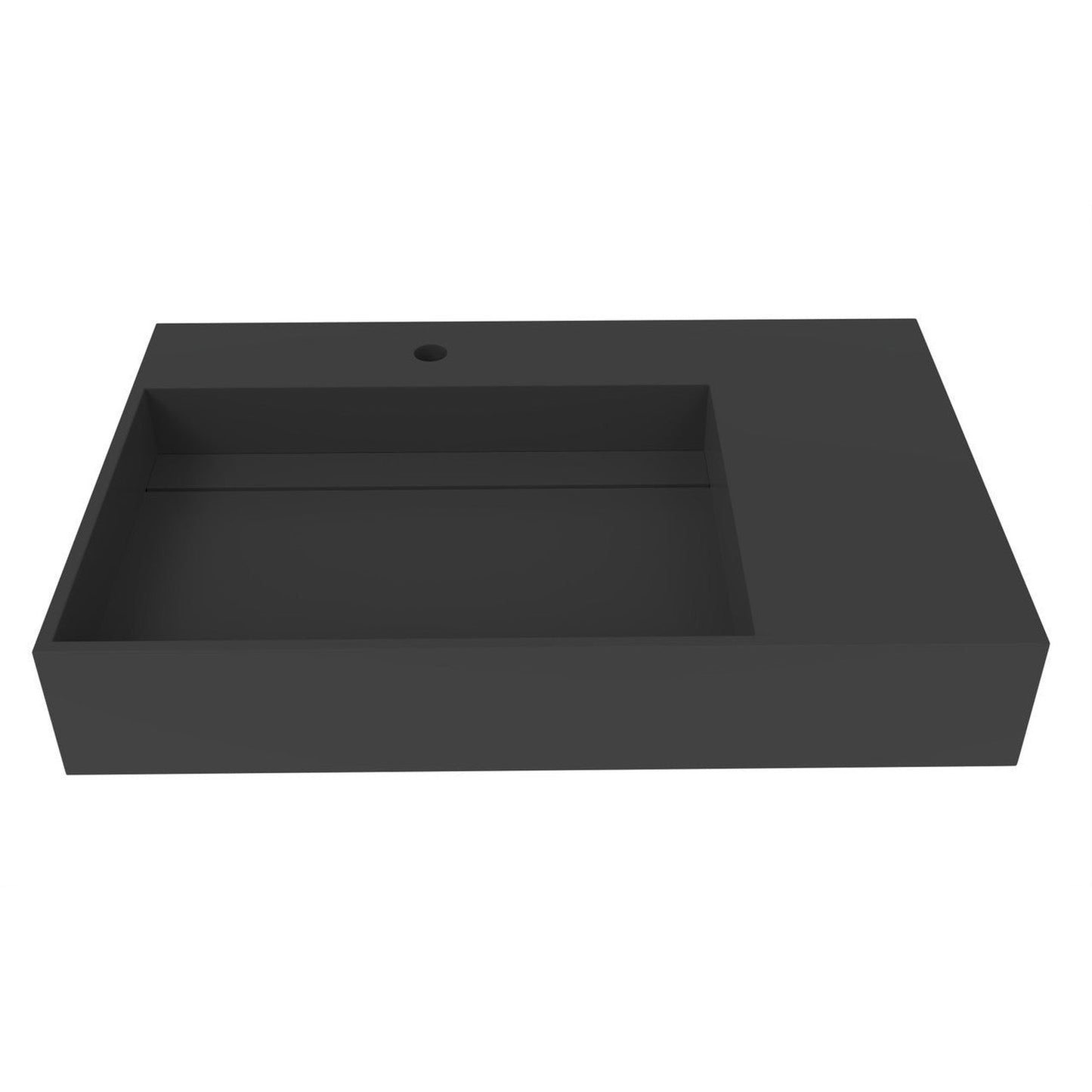 Castello USA Juniper 30" Black Left Offset Wall-Mounted Bathroom Sink With Faucet Hole