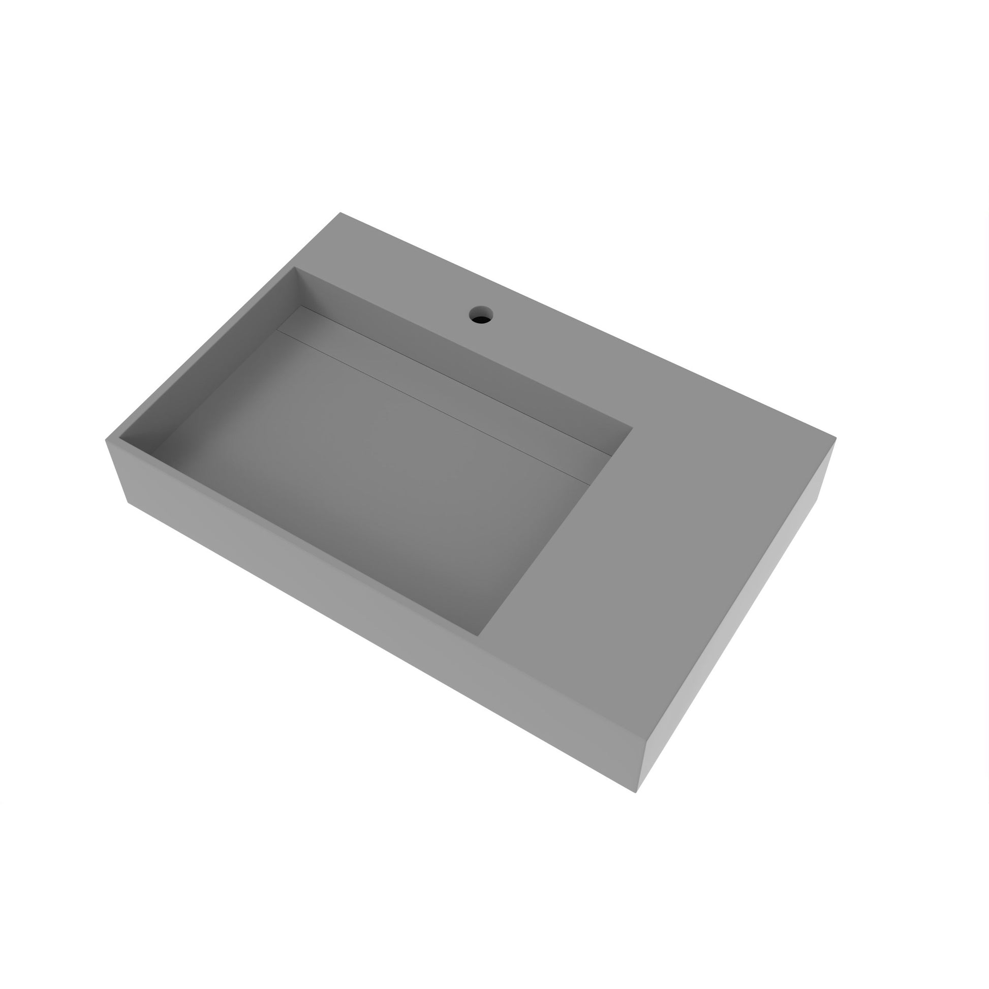 Castello USA Juniper 30" Gray Left Offset Wall-Mounted Bathroom Sink With Faucet Hole
