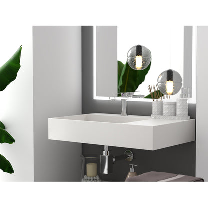 Castello USA Juniper 30" White Left Offset Wall-Mounted Bathroom Sink Without Faucet Hole