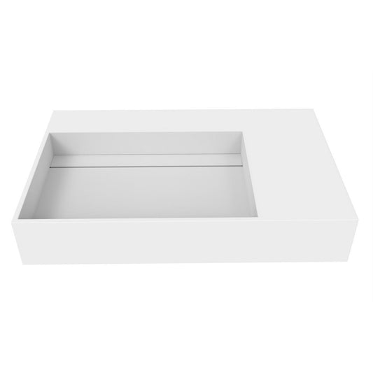 Castello USA Juniper 30" White Left Offset Wall-Mounted Bathroom Sink Without Faucet Hole