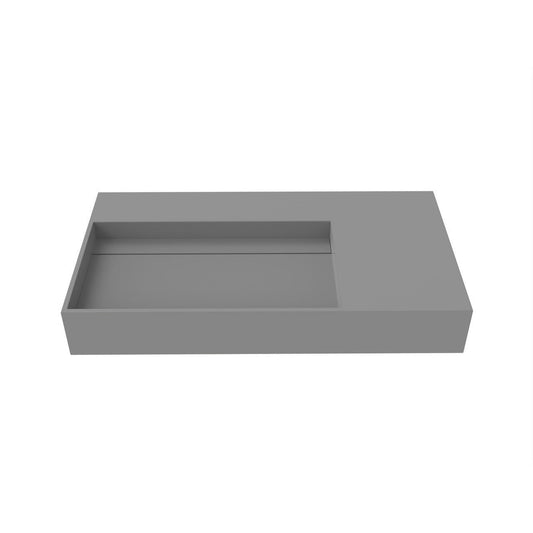 Castello USA Juniper 36" Gray Left Offset Wall-Mounted Bathroom Sink Without Faucet Hole