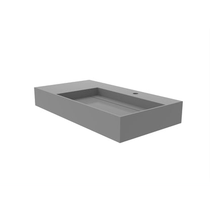 Castello USA Juniper 36" Gray Right Offset Wall-Mounted Bathroom Sink With Faucet Hole