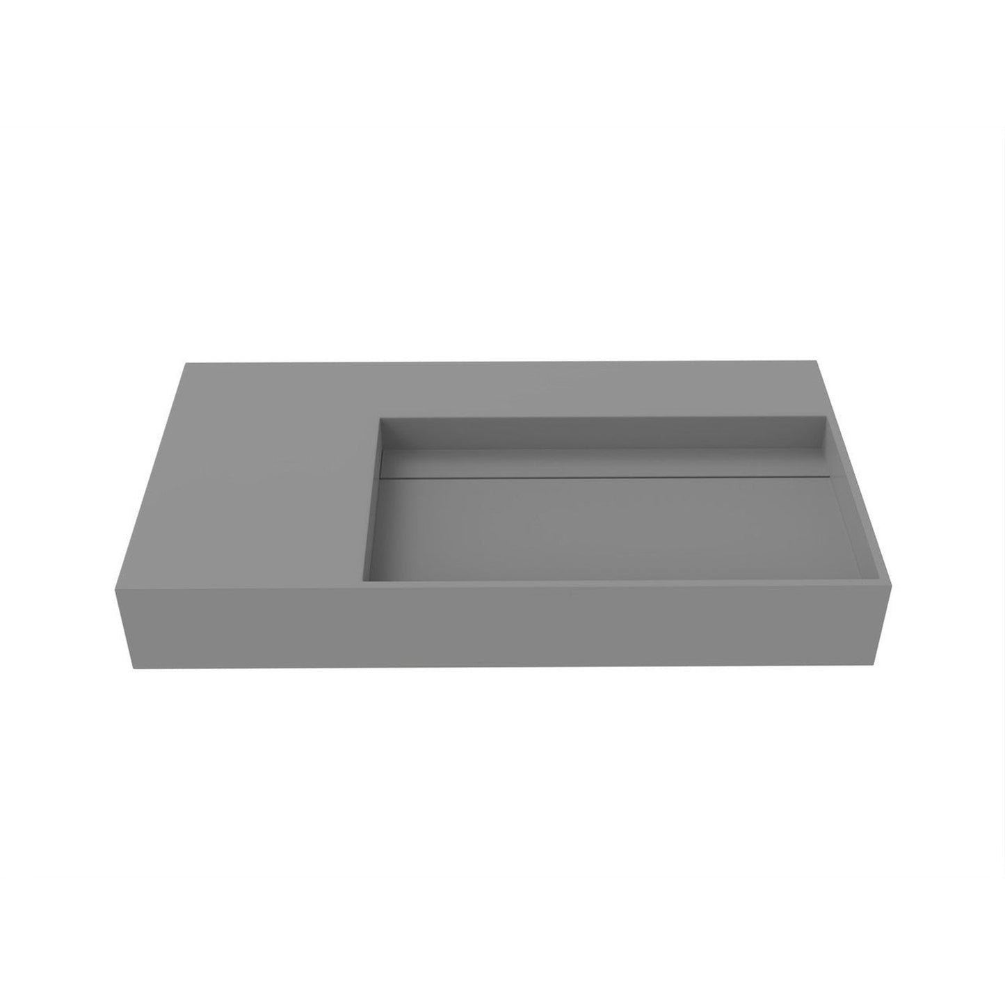 Castello USA Juniper 36" Gray Right Offset Wall-Mounted Bathroom Sink Without Faucet Hole