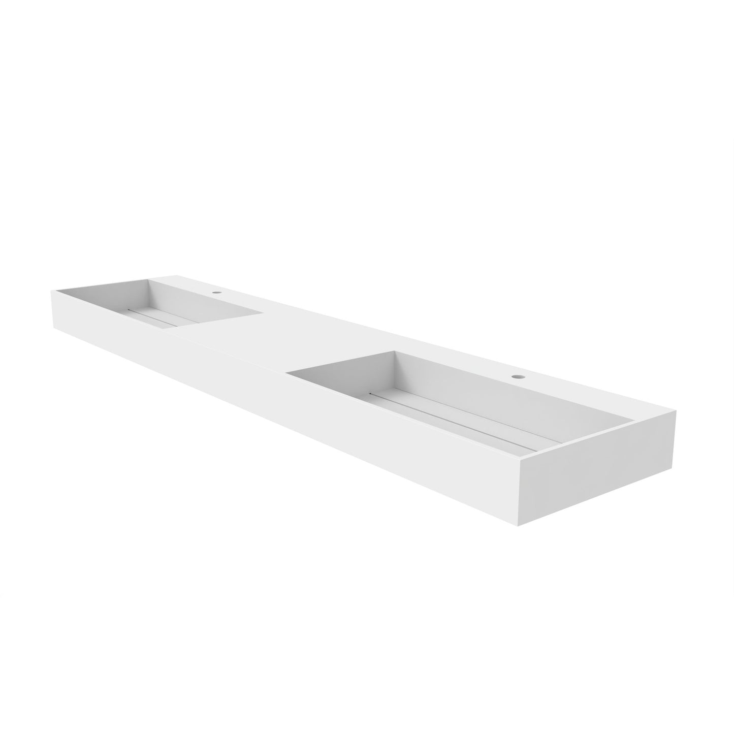 Castello USA Juniper 84" Double White Wall-Mounted Bathroom Sink With Faucet Hole