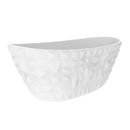 Castello USA Knightsbrook 64" White Diamond Pattern Freestanding Bathtub