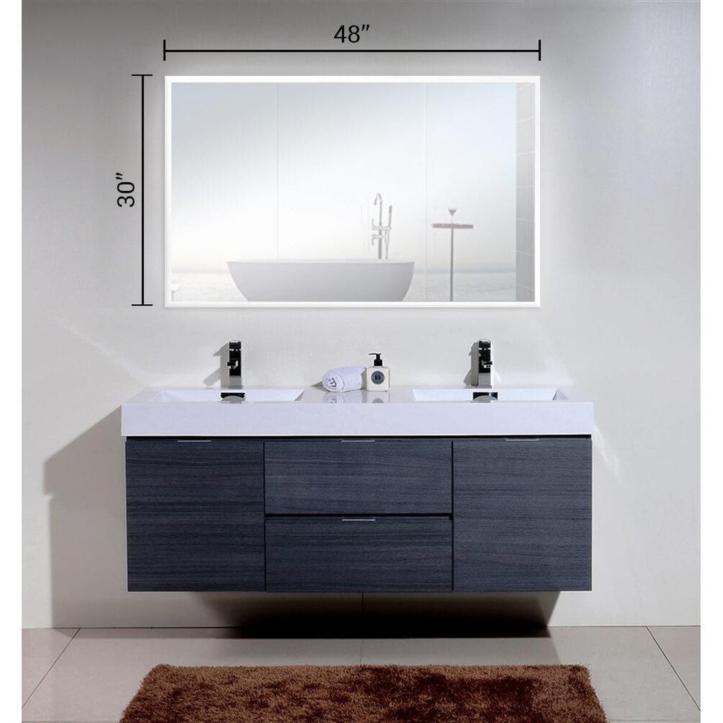 Castello USA Lisa 48" x 30" LED Bathroom Mirror With Sensor Button