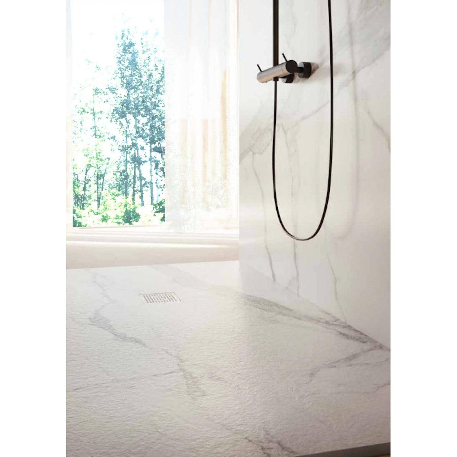 Castello USA Madrid 60" x 30" Faux Calacatta Marble Shower Base