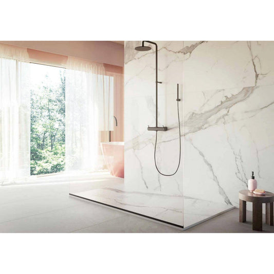 Castello USA Madrid 60" x 30" Faux Calacatta Marble Shower Base