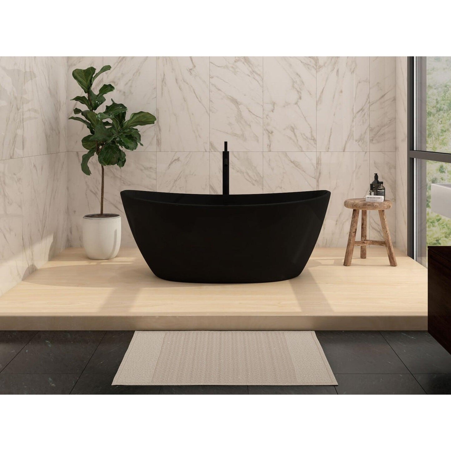 Castello USA Manhattan 59" Black Freestanding Bathtub