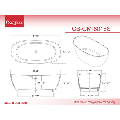 Castello USA Manhattan 59" White Freestanding Bathtub