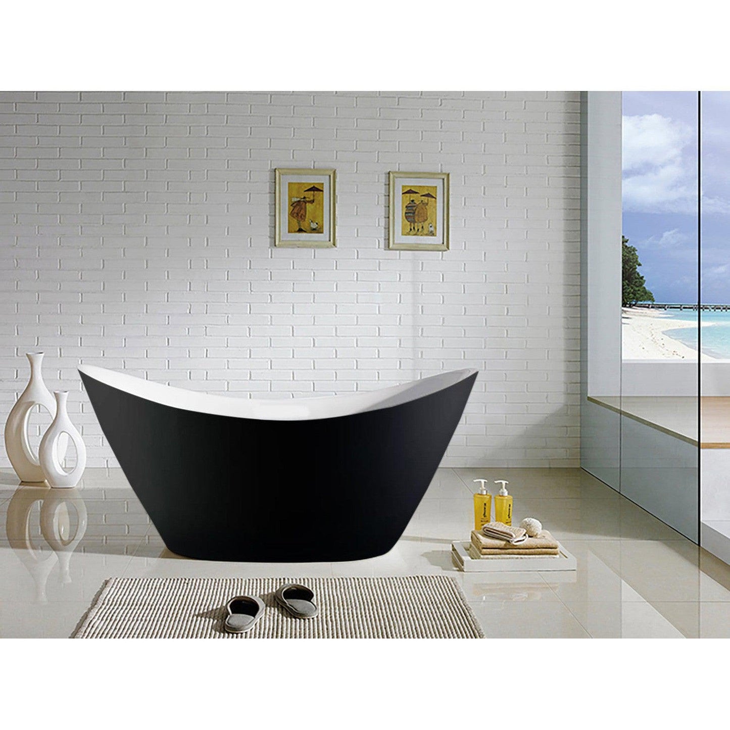 Castello USA Melody 68" Black Freestanding Bathtub