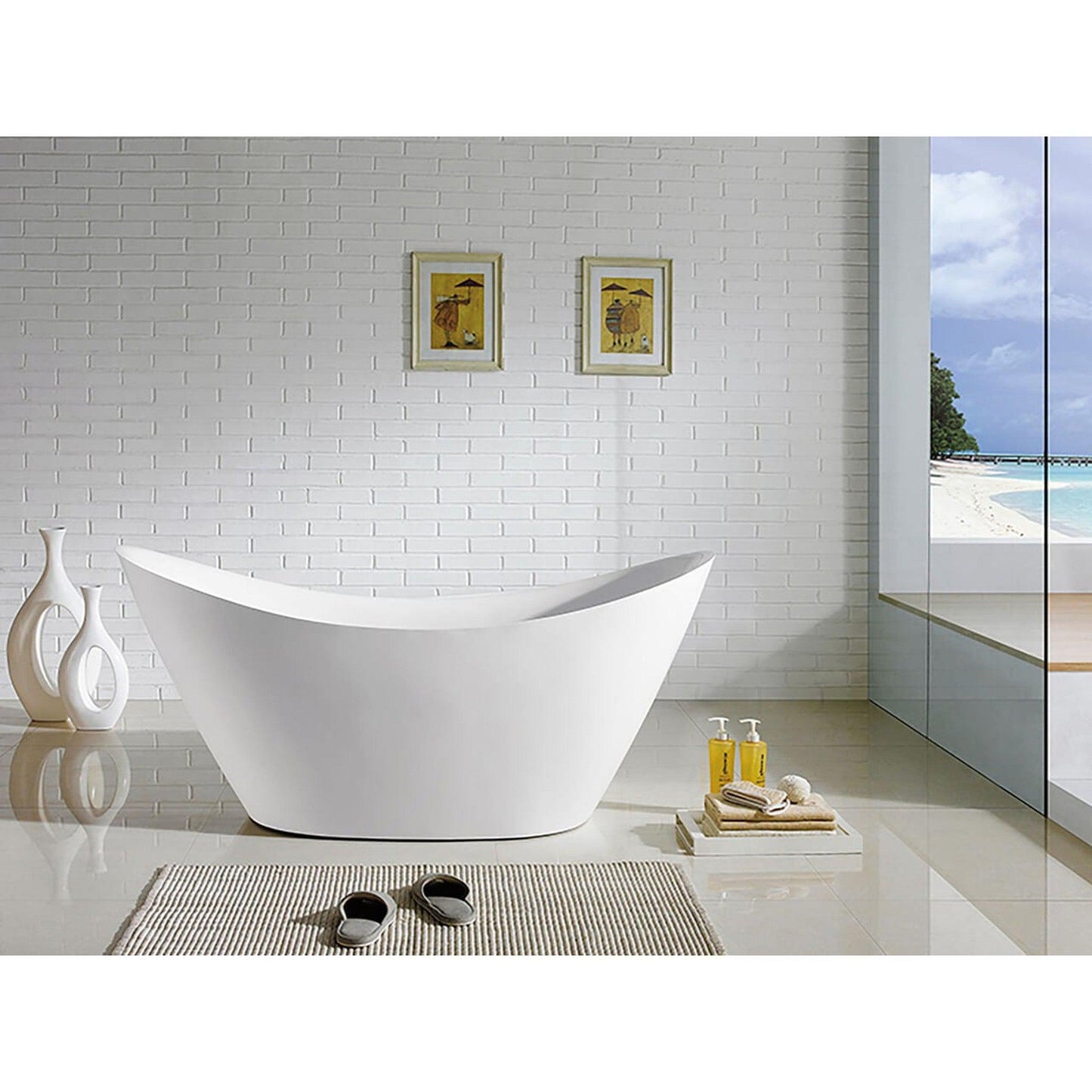 Castello USA Melody 68" White Freestanding Bathtub