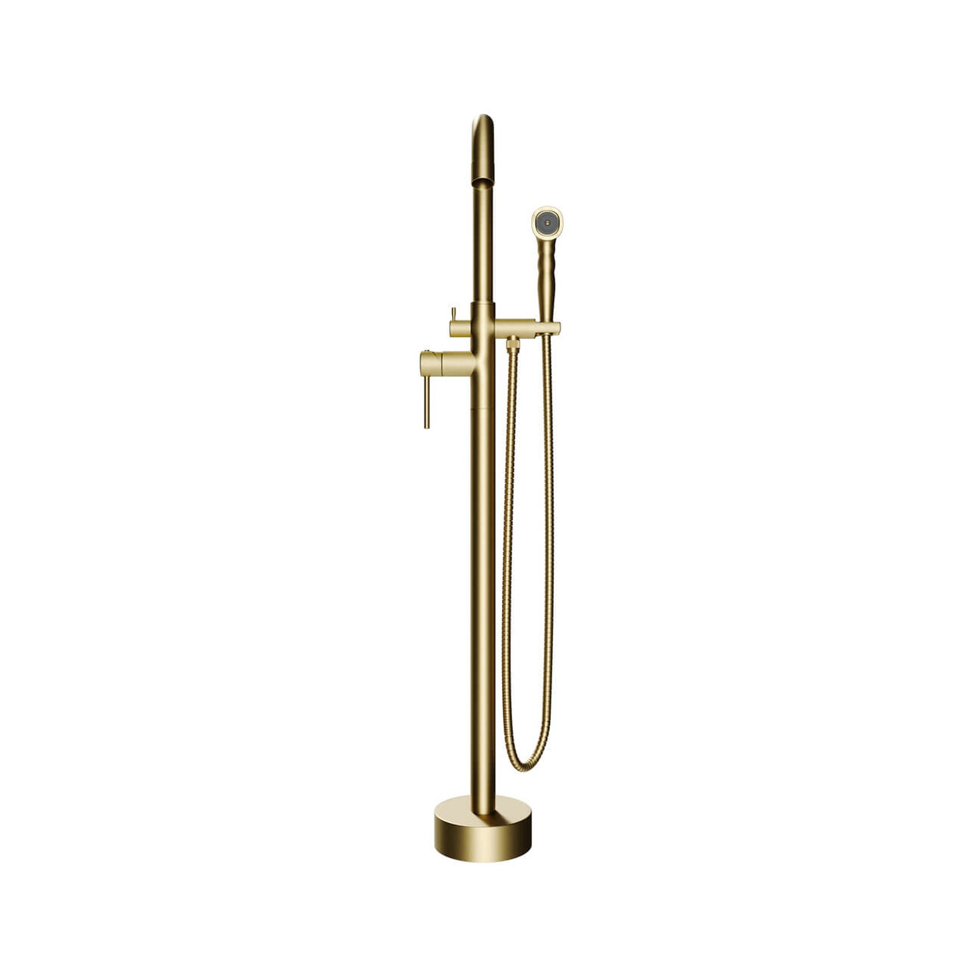 Castello USA Neptune Brushed Gold Breeze Freestanding Bathtub Filler With Shower Attachment