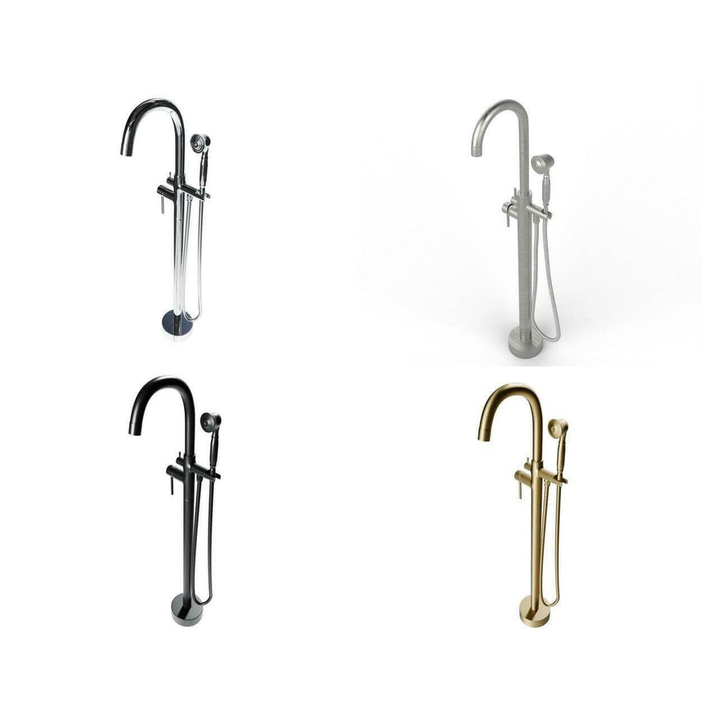 Castello USA Neptune Brushed Gold Float Freestanding Bathtub Filler With Shower Attachment