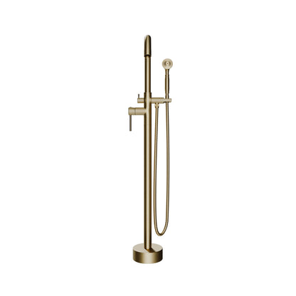 Castello USA Neptune Brushed Gold Float Freestanding Bathtub Filler With Shower Attachment