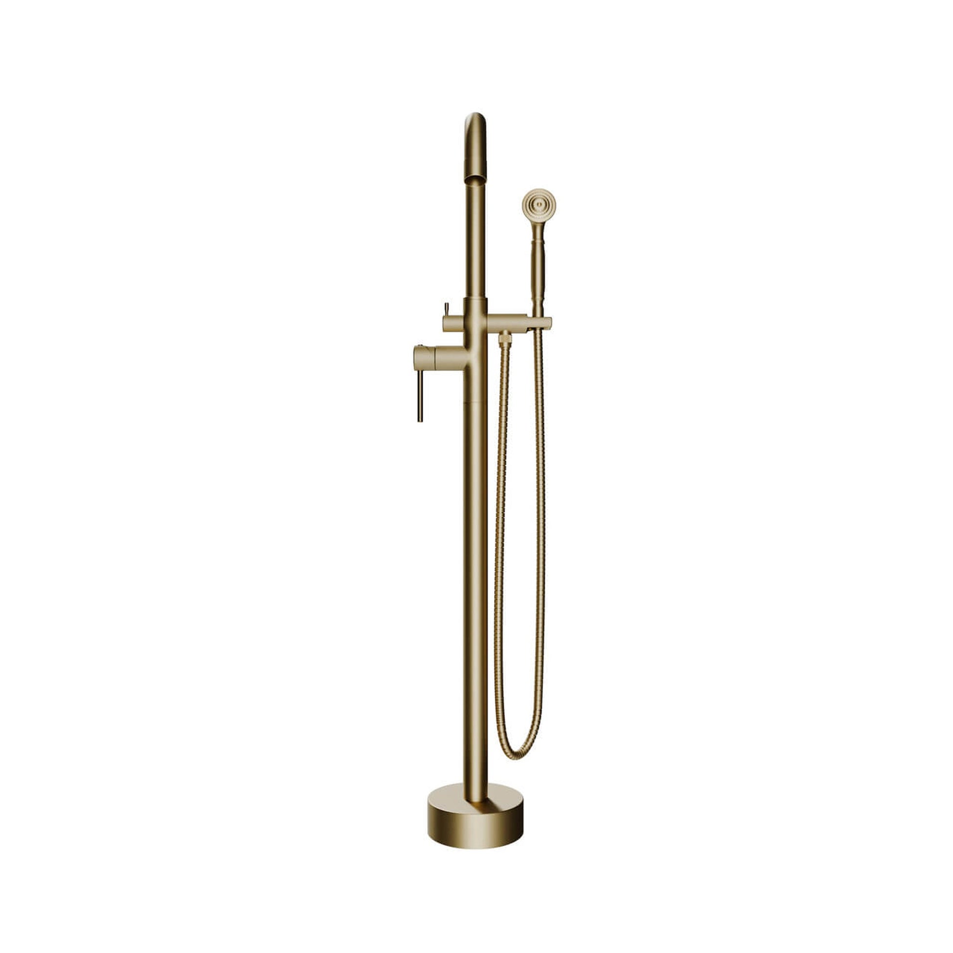 Castello USA Neptune Brushed Gold Float Freestanding Bathtub Filler With Shower Attachment