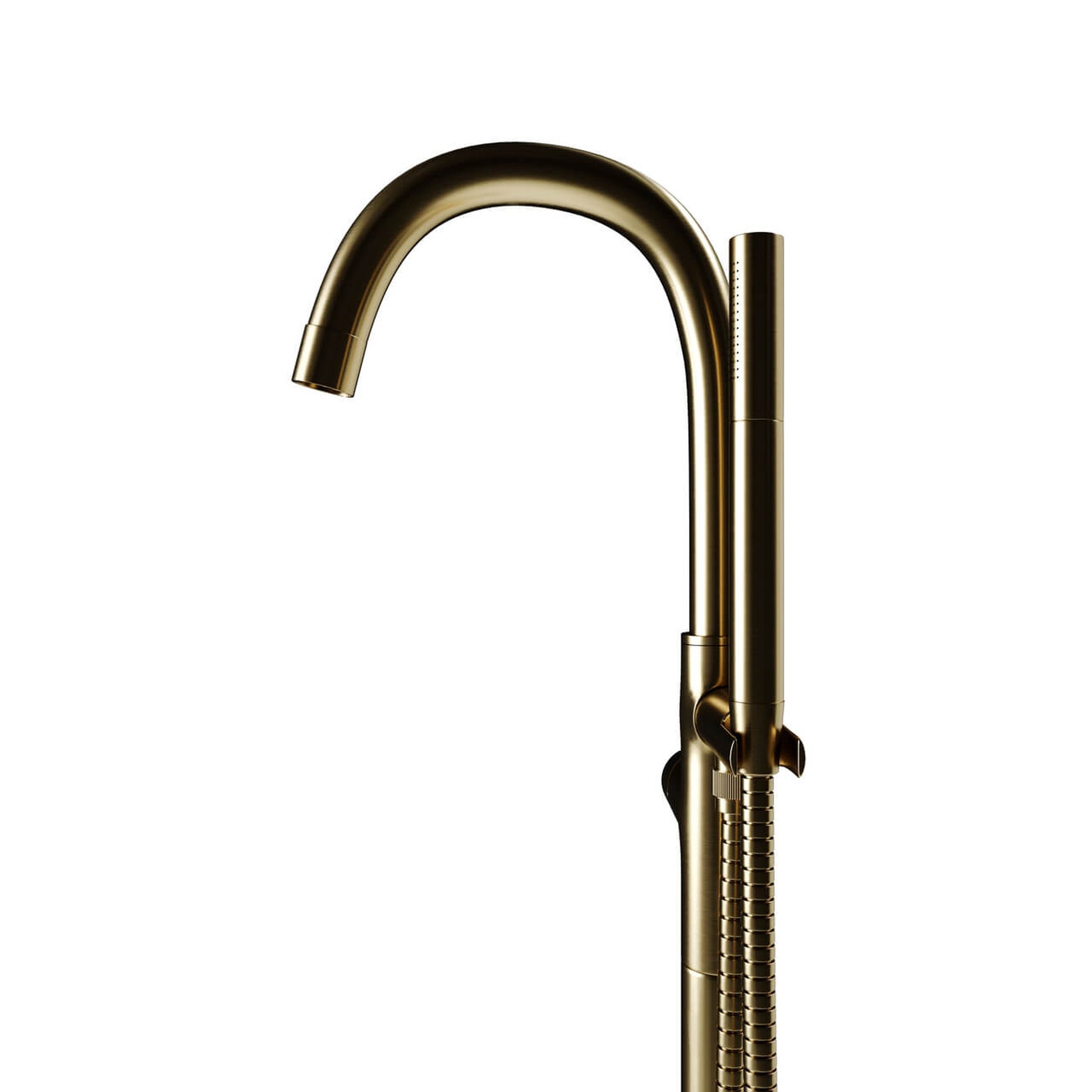 Castello USA Neptune Brushed Gold Standard Freestanding Bathtub Filler With Shower Attachment