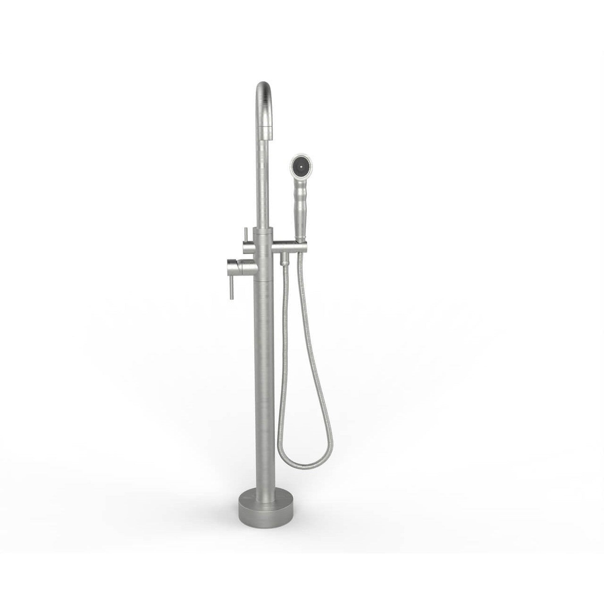 Castello USA Neptune Brushed Nickel Breeze Freestanding Bathtub Filler With Shower Attachment