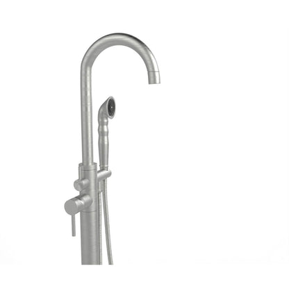 Castello USA Neptune Brushed Nickel Breeze Freestanding Bathtub Filler With Shower Attachment