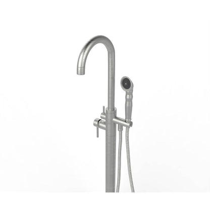 Castello USA Neptune Brushed Nickel Breeze Freestanding Bathtub Filler With Shower Attachment