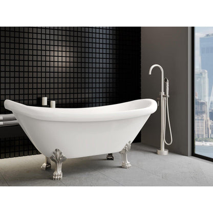 Castello USA Neptune Brushed Nickel Breeze Freestanding Bathtub Filler With Shower Attachment