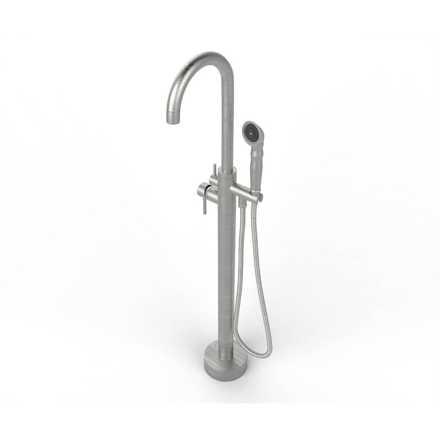 Castello USA Neptune Brushed Nickel Breeze Freestanding Bathtub Filler With Shower Attachment