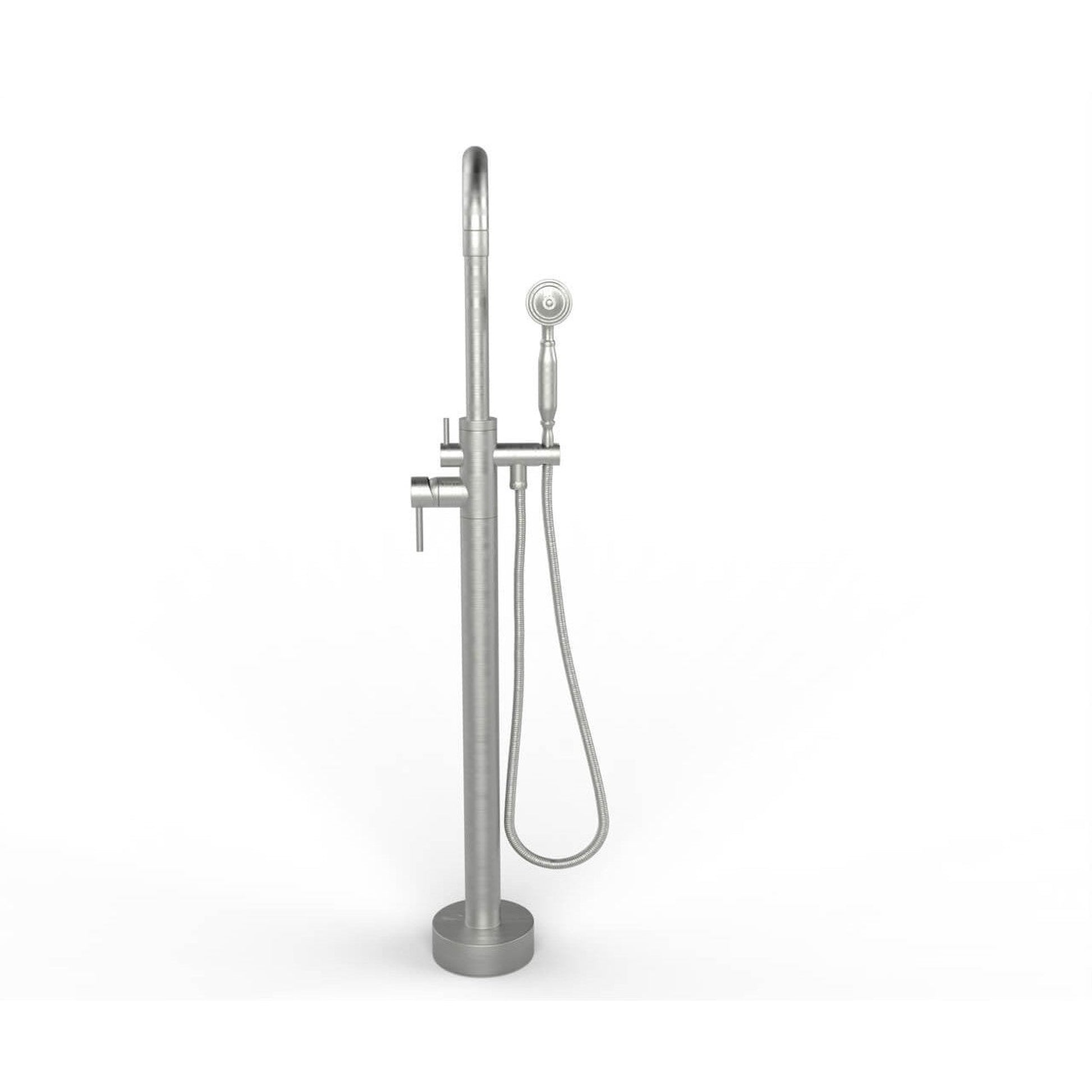 Castello USA Neptune Brushed Nickel Float Freestanding Bathtub Filler With Shower Attachment