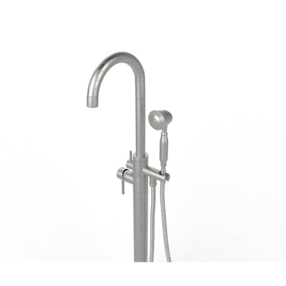 Castello USA Neptune Brushed Nickel Float Freestanding Bathtub Filler With Shower Attachment