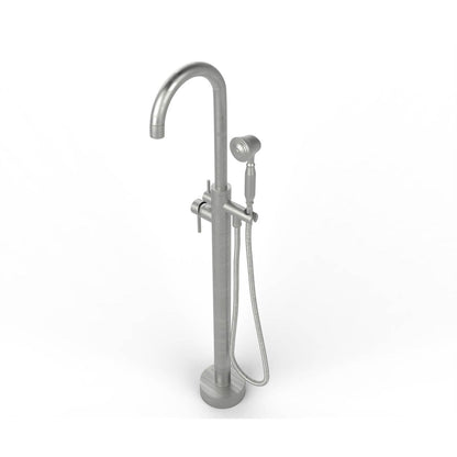 Castello USA Neptune Brushed Nickel Float Freestanding Bathtub Filler With Shower Attachment