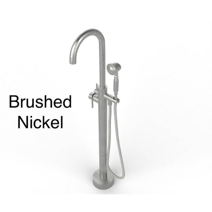 Castello USA Neptune Brushed Nickel Float Freestanding Bathtub Filler With Shower Attachment