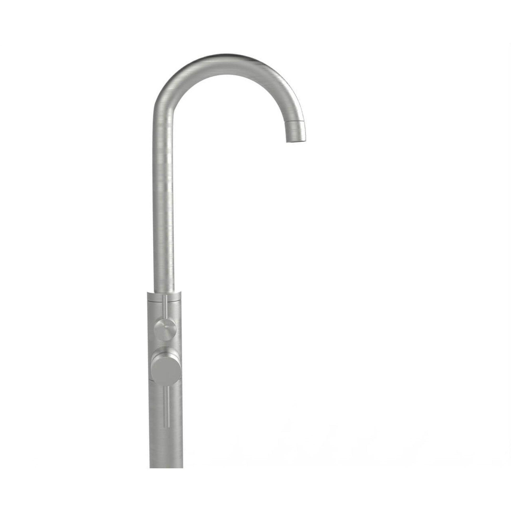 Castello USA Neptune Brushed Nickel Standard Freestanding Bathtub Filler With Shower Attachment