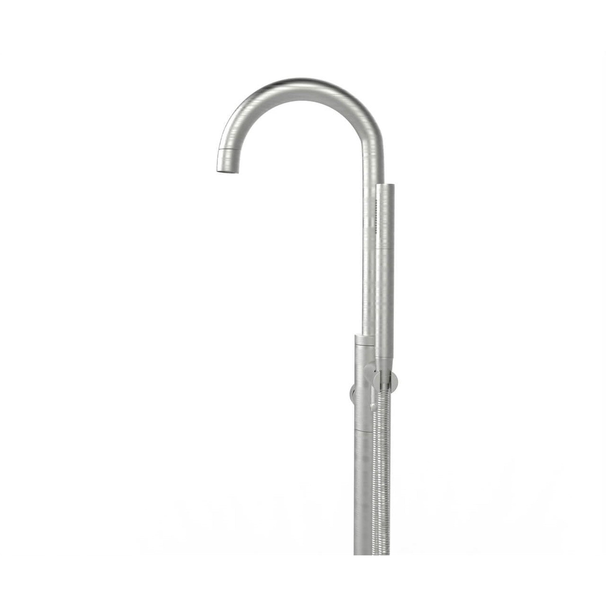 Castello USA Neptune Brushed Nickel Standard Freestanding Bathtub Filler With Shower Attachment