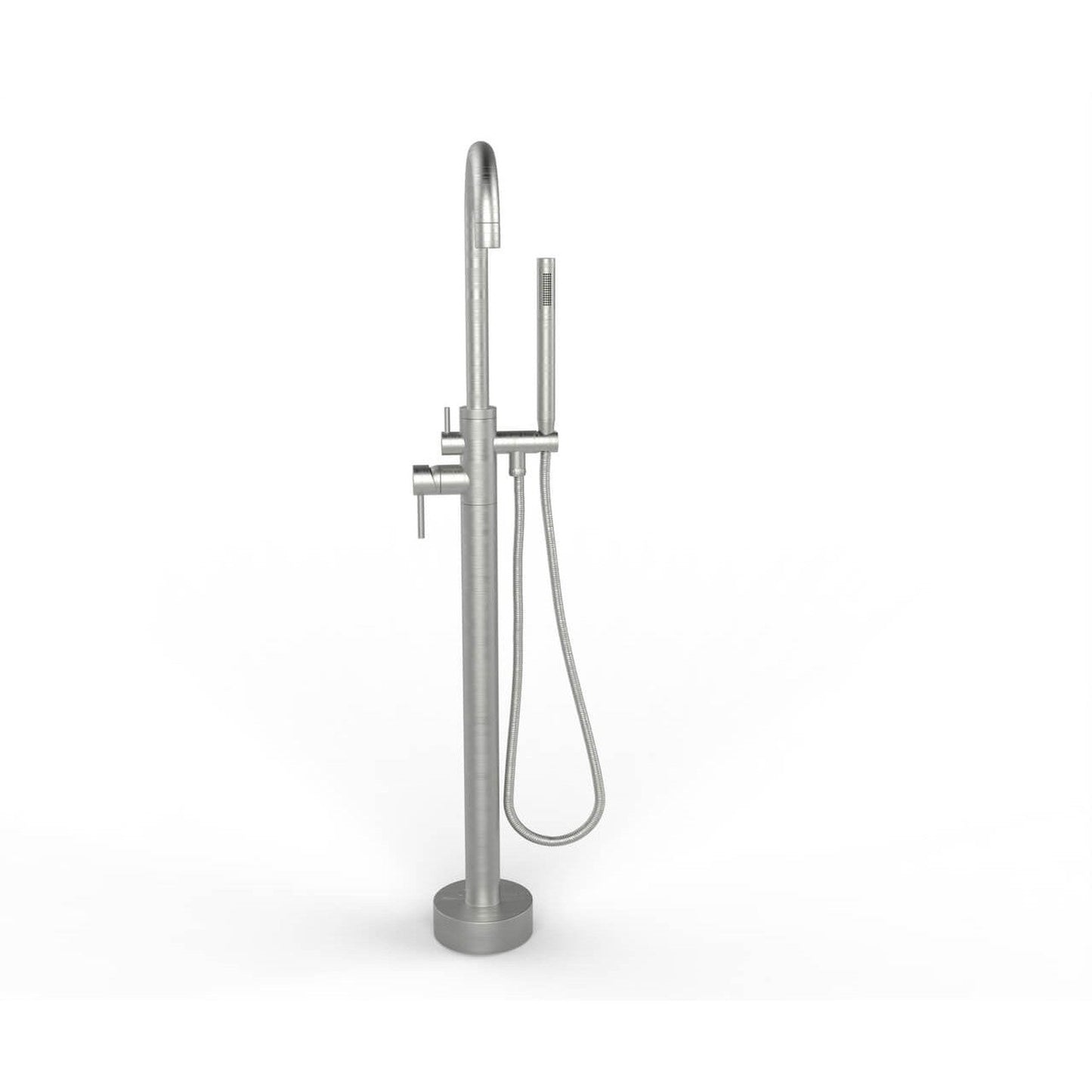 Castello USA Neptune Brushed Nickel Standard Freestanding Bathtub Filler With Shower Attachment