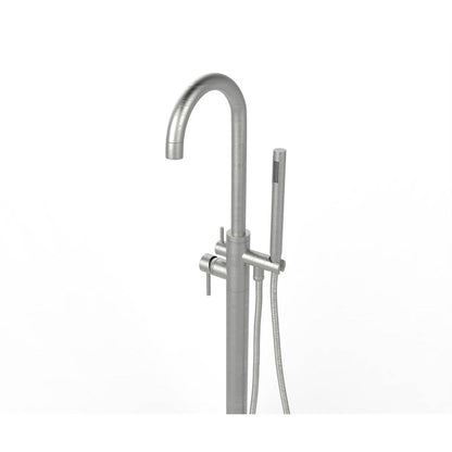 Castello USA Neptune Brushed Nickel Standard Freestanding Bathtub Filler With Shower Attachment