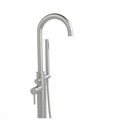 Castello USA Neptune Brushed Nickel Standard Freestanding Bathtub Filler With Shower Attachment