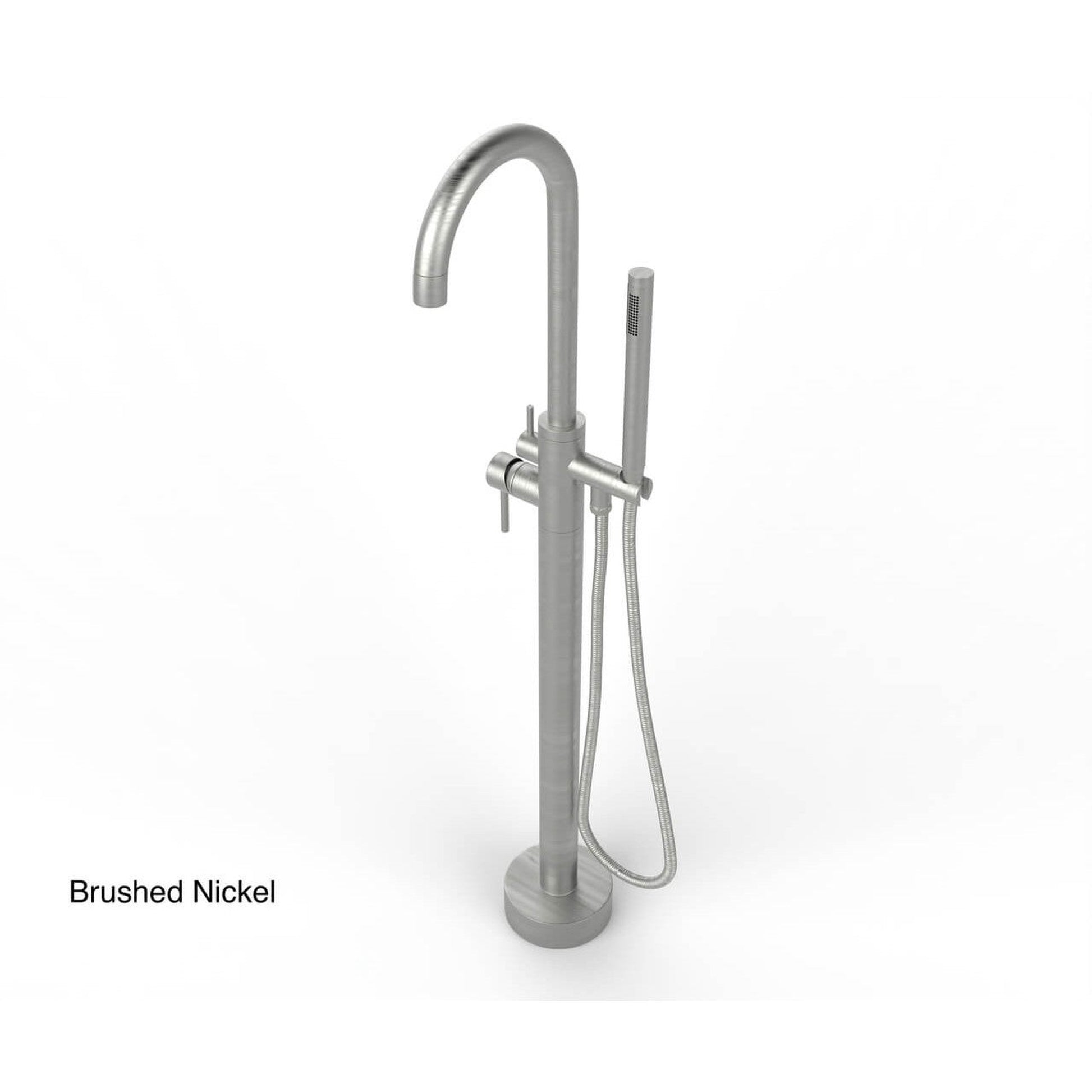 Castello USA Neptune Brushed Nickel Standard Freestanding Bathtub Filler With Shower Attachment