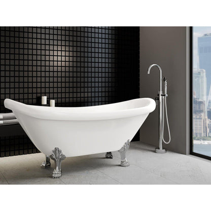 Castello USA Neptune Chrome Breeze Freestanding Bathtub Filler With Shower Attachment