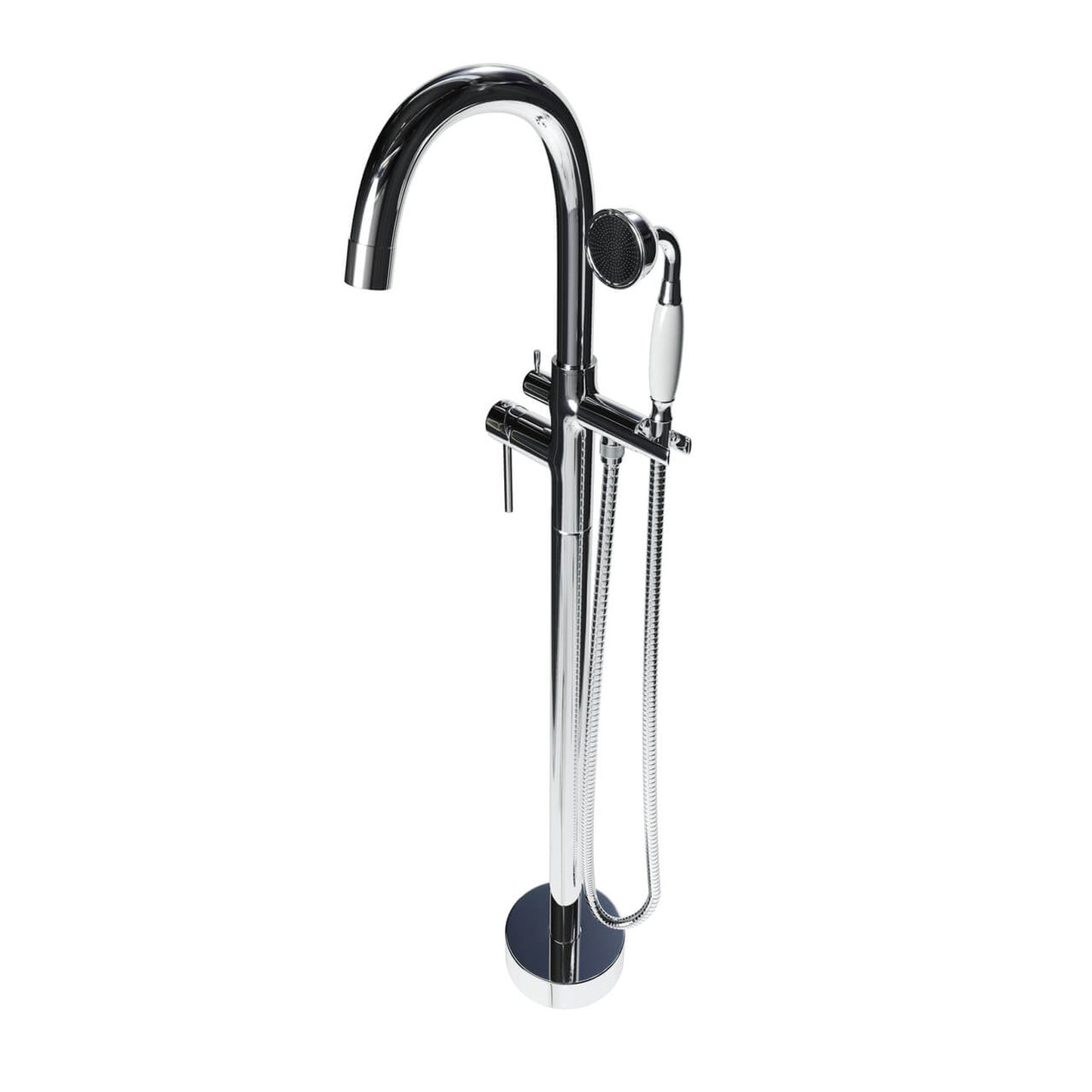 Castello USA Neptune Chrome Drift Freestanding Bathtub Filler With Shower Attachment