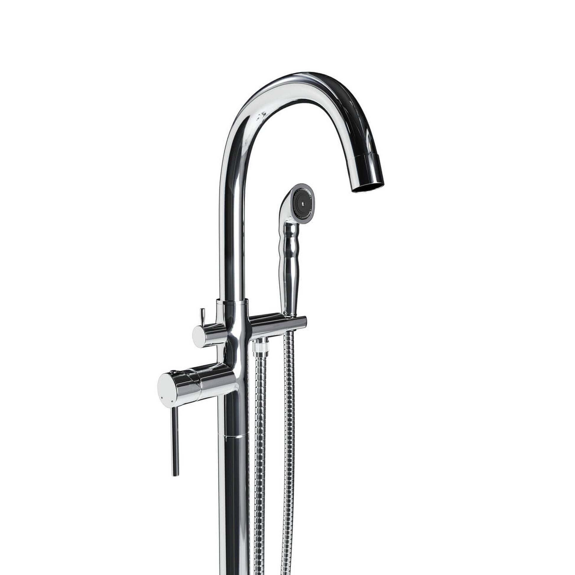 Castello USA Neptune Chrome Float Freestanding Bathtub Filler With Shower Attachment