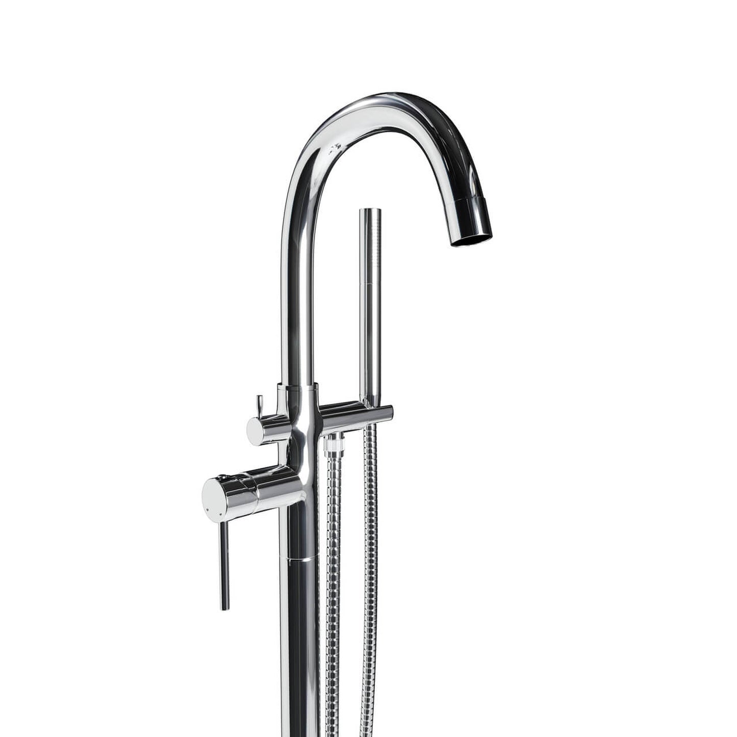 Castello USA Neptune Chrome Standard Freestanding Bathtub Filler With Shower Attachment