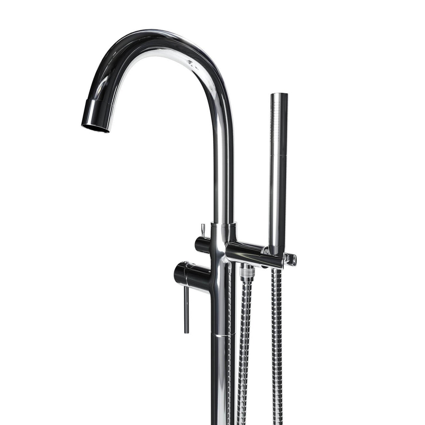 Castello USA Neptune Chrome Standard Freestanding Bathtub Filler With Shower Attachment