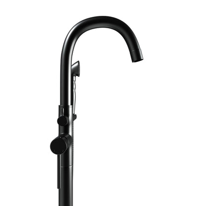 Castello USA Neptune Matte Black Breeze Freestanding Bathtub Filler With Shower Attachment