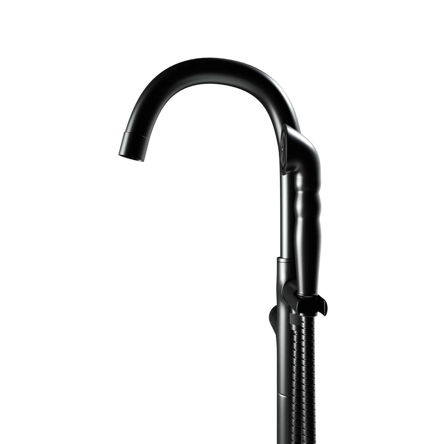 Castello USA Neptune Matte Black Breeze Freestanding Bathtub Filler With Shower Attachment