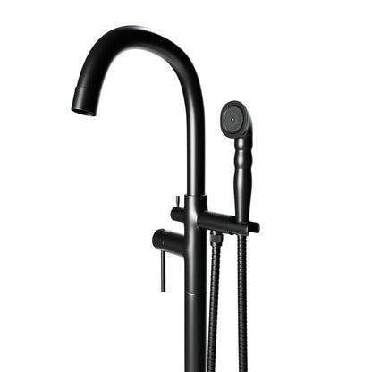 Castello USA Neptune Matte Black Breeze Freestanding Bathtub Filler With Shower Attachment