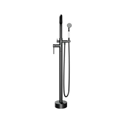 Castello USA Neptune Matte Black Drift Freestanding Bathtub Filler With Shower Attachment