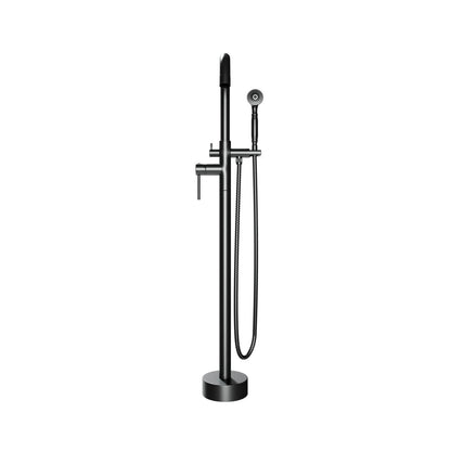 Castello USA Neptune Matte Black Float Freestanding Bathtub Filler With Shower Attachment