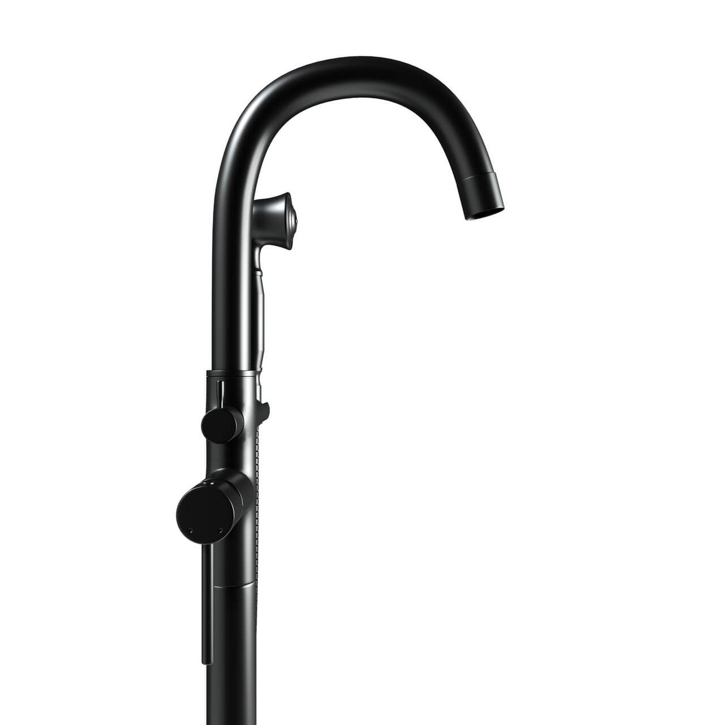 Castello USA Neptune Matte Black Float Freestanding Bathtub Filler With Shower Attachment