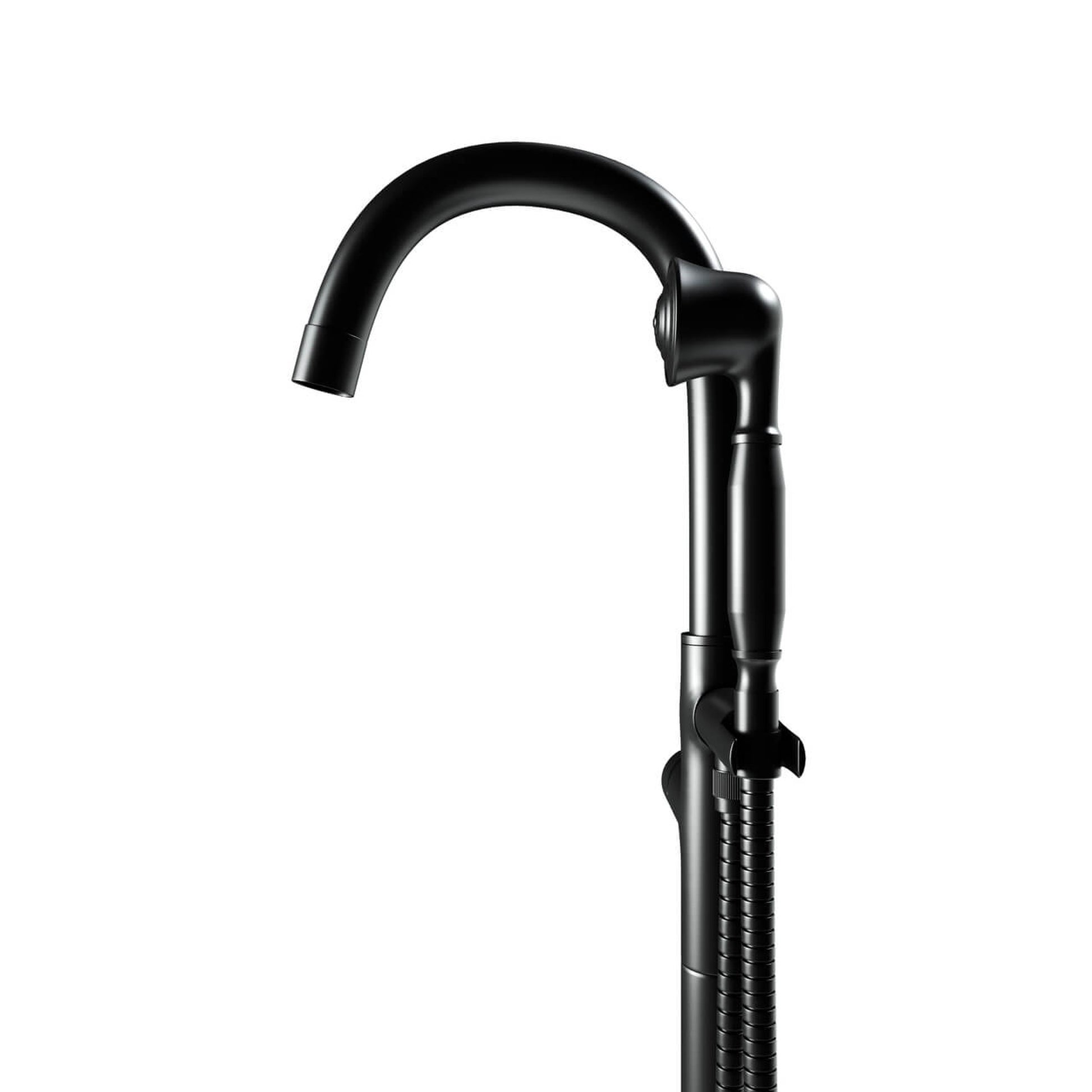 Castello USA Neptune Matte Black Float Freestanding Bathtub Filler With Shower Attachment